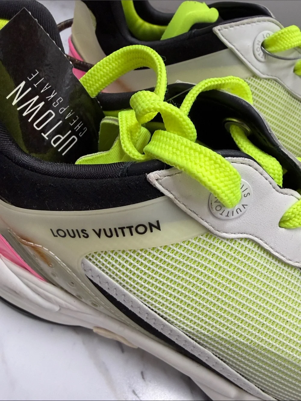 Louis Vuitton Neon Yellow and Pink Mesh Sneakers